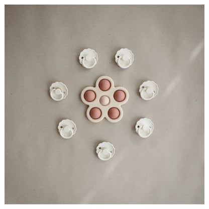 Mushie Flower Press Toy (Rose/Blush/Shifting Sand)