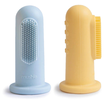Mushie Finger Toothbrush (Powder Blue/Pale Daffodil)