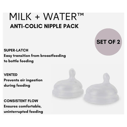 MILK + WATER Teats 2 Pack (Slow Flow)