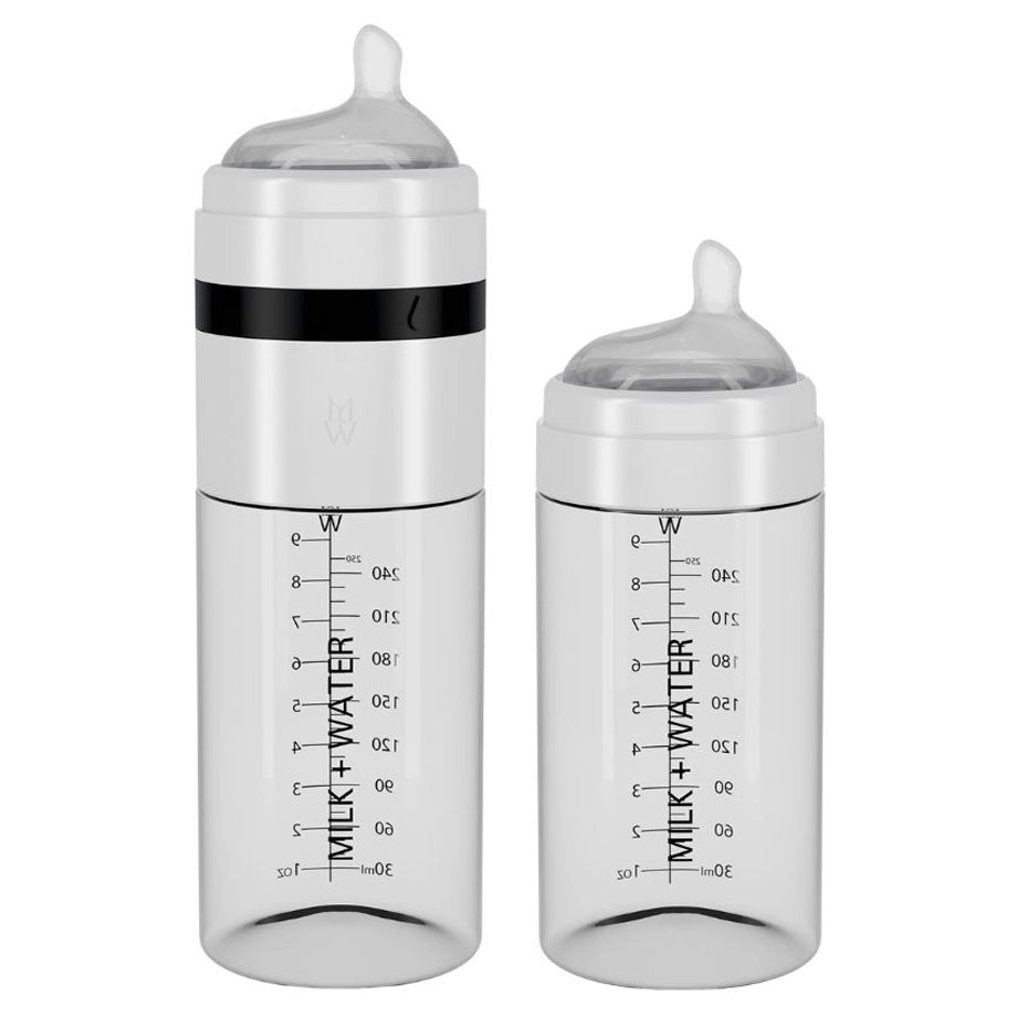 MILK + WATER Glass Bottle 9oz (Arctic White, Medium Flow)
