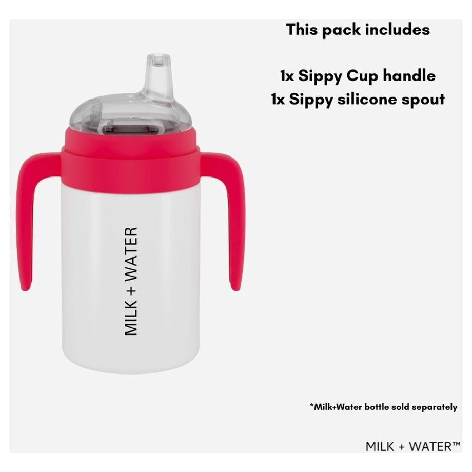 MILK + WATER Baby Sippy Cup Handles And Spout (Neon Red)