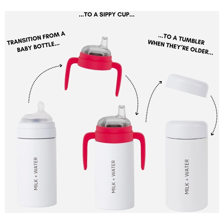 MILK + WATER Baby Sippy Cup Handles And Spout (Neon Red)