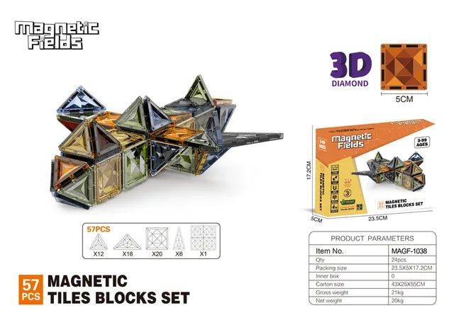 Magnetic Fields Castle Magnetic Tiles Set (57 Pieces)