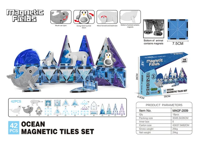 Magnetic Fields Ocean Magnetic Tiles Set (42 Pieces)