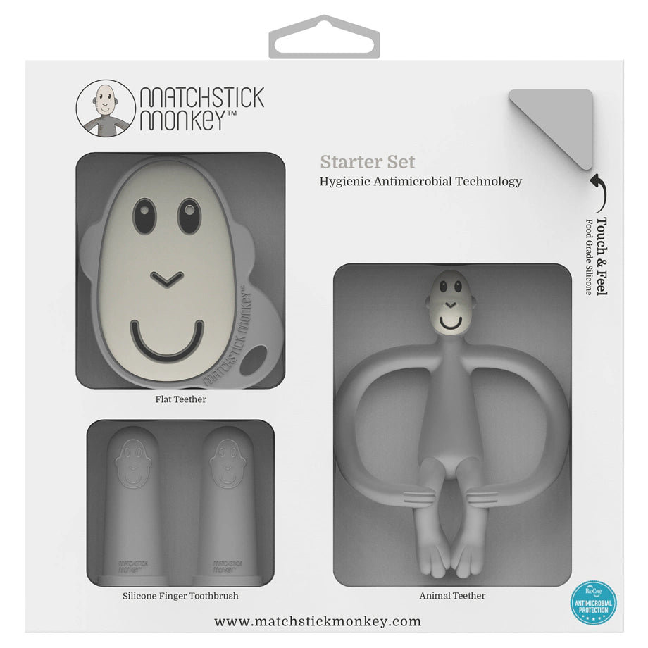 Matchstick Monkey Teething Starter Set Cool (Grey) Matchstick Monkey Teething Starter Set Cool (Grey)