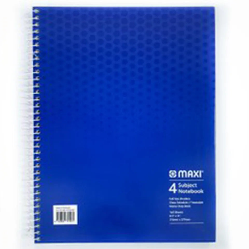 Maxi - Spiral Hardcover 4 Subject Notebook - 11x8.5 inch - 160 Sheets