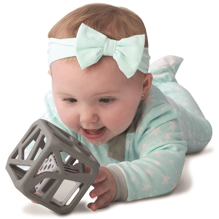 Malarkey Kids Chew Cube Easy Grip Teether Rattle (Grey)