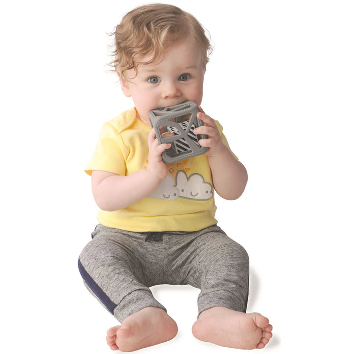 Malarkey Kids Chew Cube Easy Grip Teether Rattle (Grey)