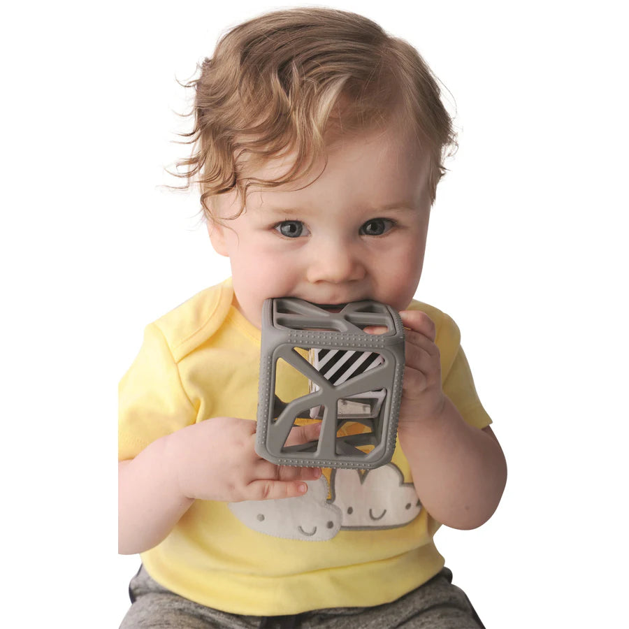 Malarkey Kids Chew Cube Easy Grip Teether Rattle (Grey)