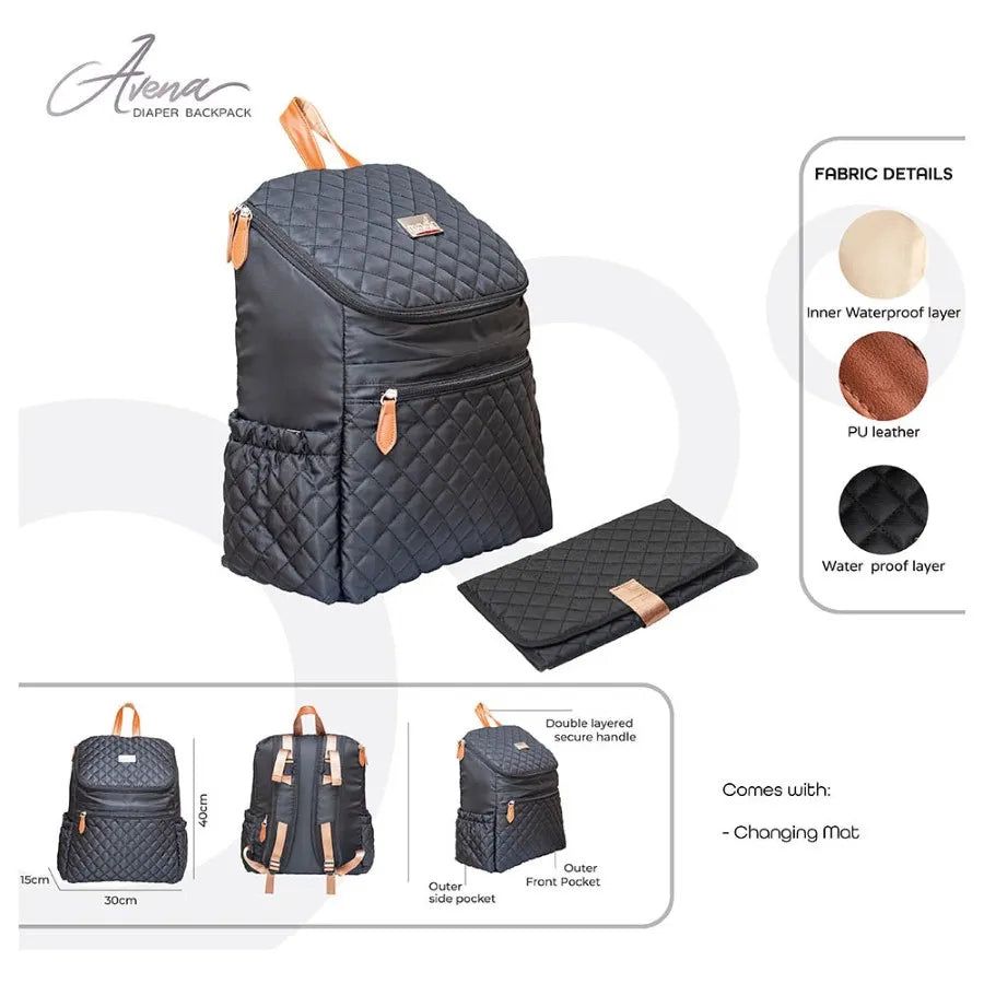 Moon - Avena Diaper Backpack (Black)
