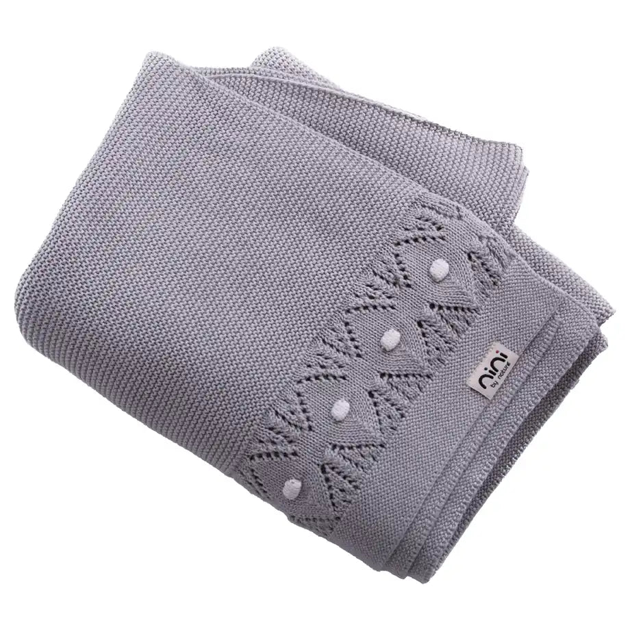 Nini Organic Cotton Knitted Blanket (Mist Grey) Nini Organic Cotton Knitted Blanket (Mist Grey)