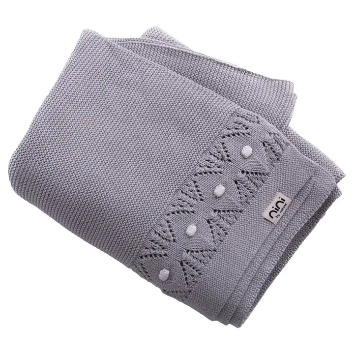 Nini Organic Cotton Knitted Blanket (Mist Grey)