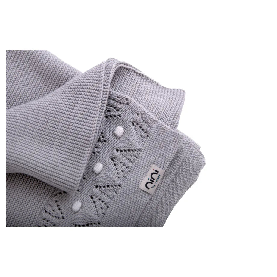 Nini Organic Cotton Knitted Blanket (Mist Grey) Nini Organic Cotton Knitted Blanket (Mist Grey)
