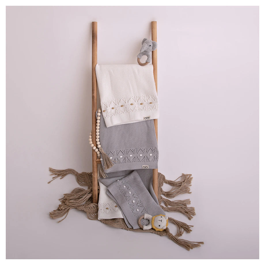 Nini Organic Cotton Knitted Blanket (Mist Grey) Nini Organic Cotton Knitted Blanket (Mist Grey)
