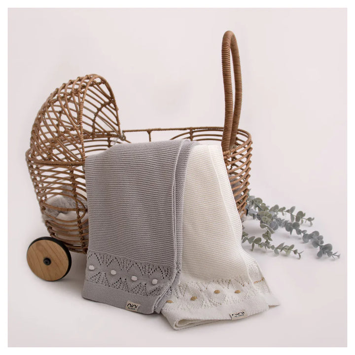 Nini Organic Cotton Knitted Blanket (Snow White)