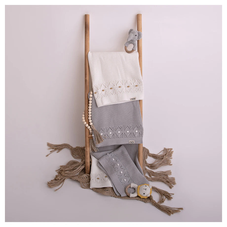 Nini Organic Cotton Knitted Blanket (Snow White) Nini Organic Cotton Knitted Blanket (Snow White)