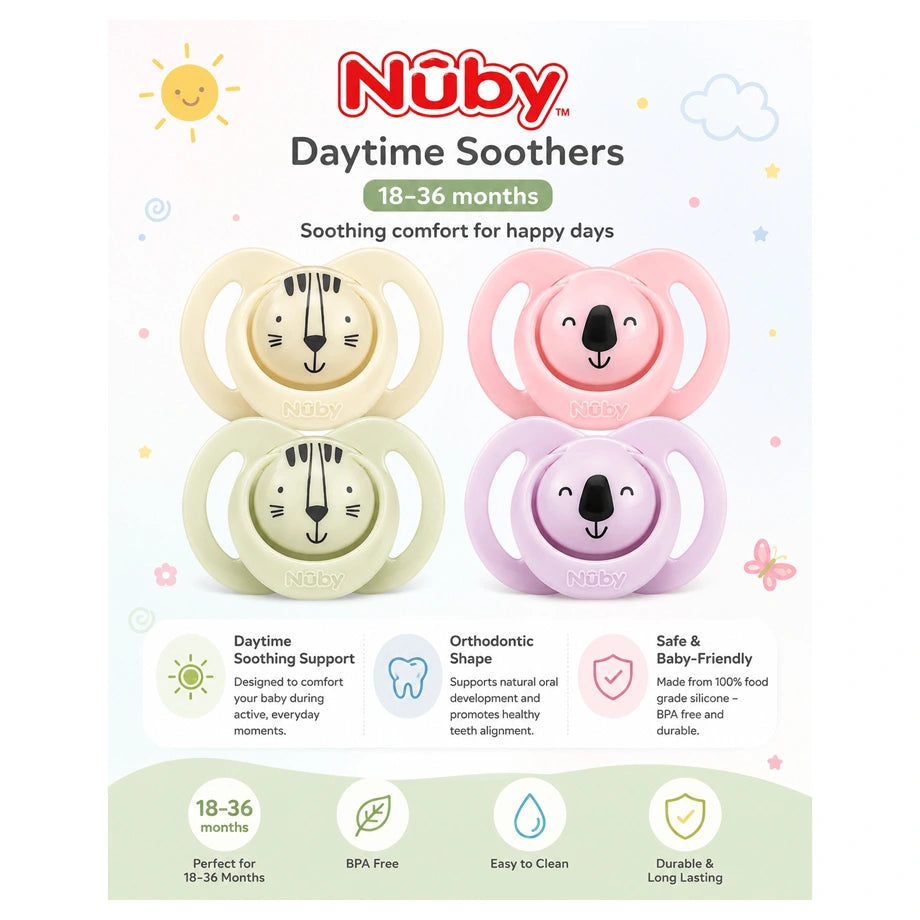 Nuby Day Soothers, 18-36 Months(2 Pack)