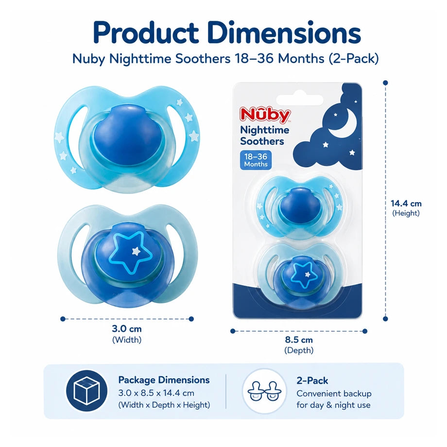 Nuby Night Soothers (Blue), 18-36 Months (2 Pack)