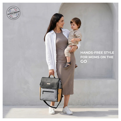 Neobreez - NIXE Diaper Backpack 7-Pcs Set W/Changing Mat, Wet Bag, Pouches (Grey)