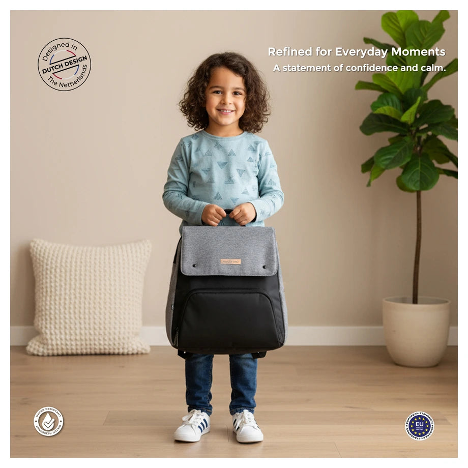 Neobreez Zori Diaper Backpack 7pc Set with Changing Mat Wet Bag Pouches (Grey)