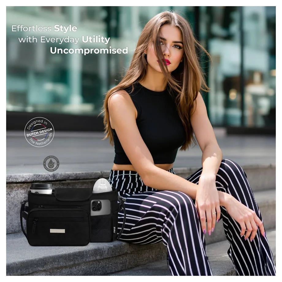 Neobreez FYRA Stroller Organizer Caddy W/Insulated Cup Holder (Black)