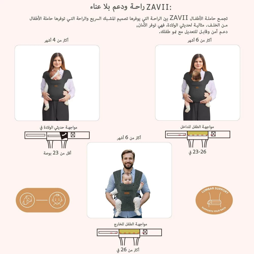 حاملة الأطفال Neobreez ZAVII 2 في 1 خفيفة الوزن ومريحة (رمادي غامق) حاملة الأطفال Neobreez ZAVII 2 في 1 خفيفة الوزن ومريحة (رمادي غامق)