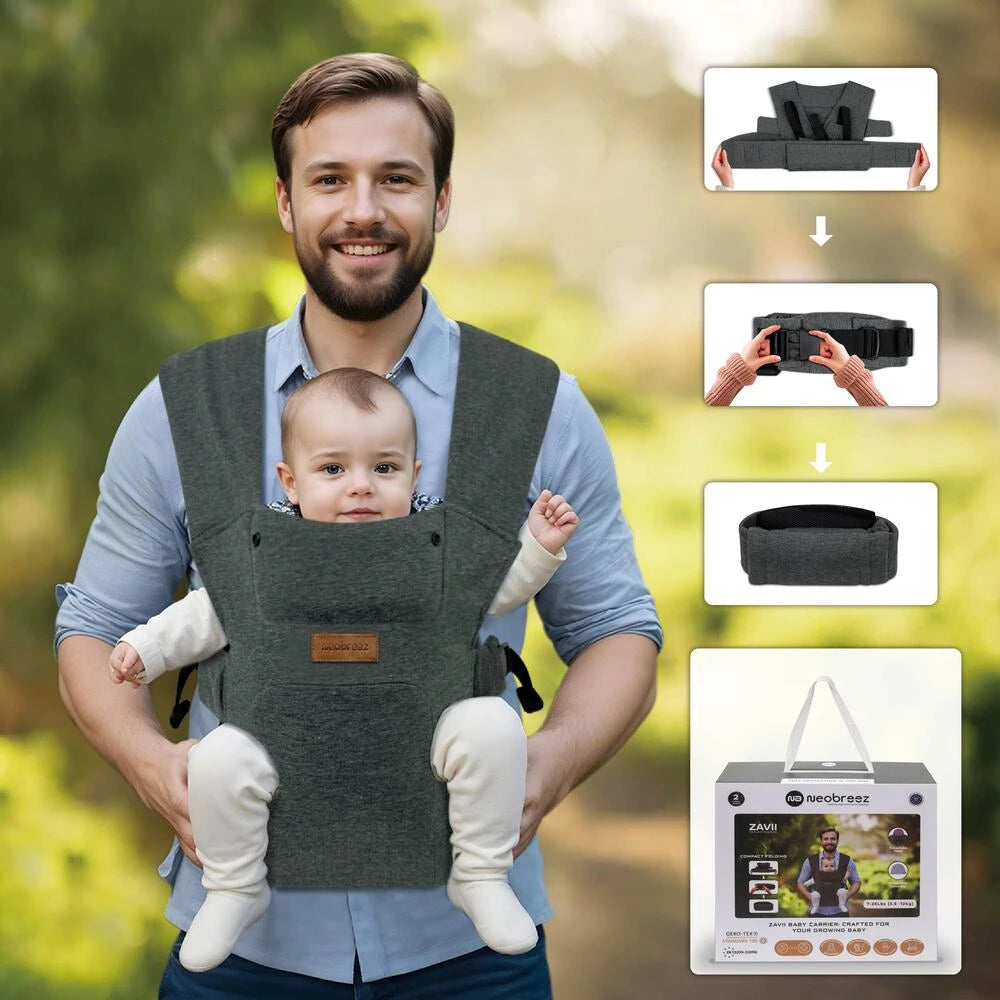 حاملة الأطفال Neobreez ZAVII 2 في 1 خفيفة الوزن ومريحة (رمادي غامق) حاملة الأطفال Neobreez ZAVII 2 في 1 خفيفة الوزن ومريحة (رمادي غامق)