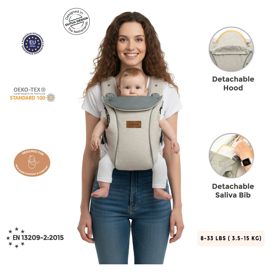 Neobreez ATLIX 3-in-1 Baby Carrier for Newborns to Toddlers (Beige)