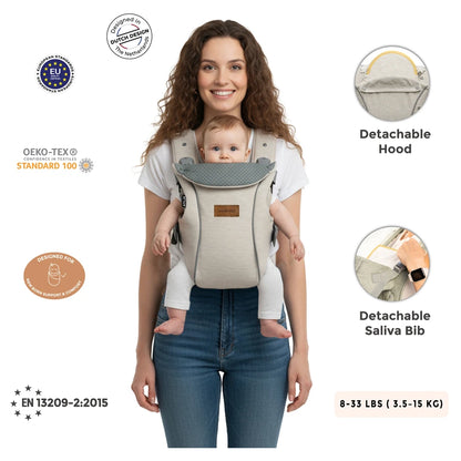 Neobreez ATLIX 3-in-1 Baby Carrier for Newborns to Toddlers (Beige)