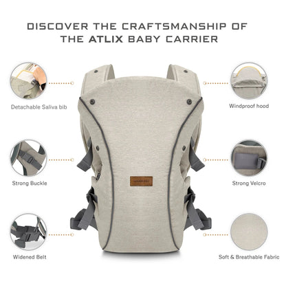 Neobreez ATLIX 3-in-1 Baby Carrier for Newborns to Toddlers (Beige)