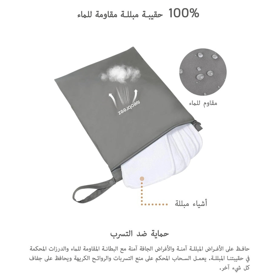 Neobreez Reusable Waterproof Wet Dry Bag with Zipper 25x35cm Polyster (Dark Grey)