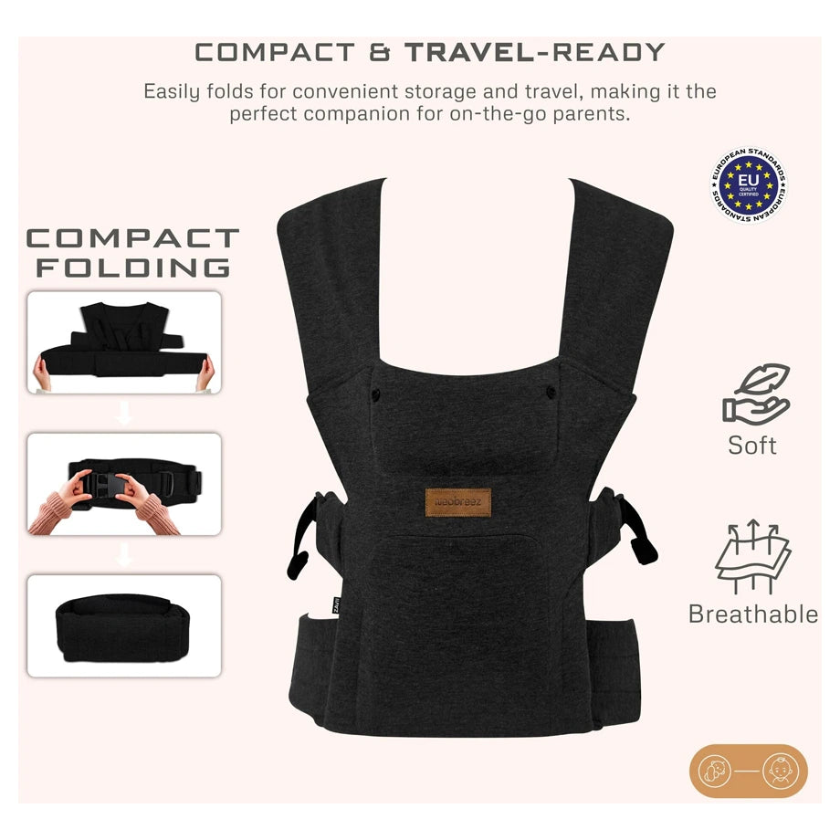 Neobreez Zavii Convertible Baby Carrier Newborn to Toddler (Black)