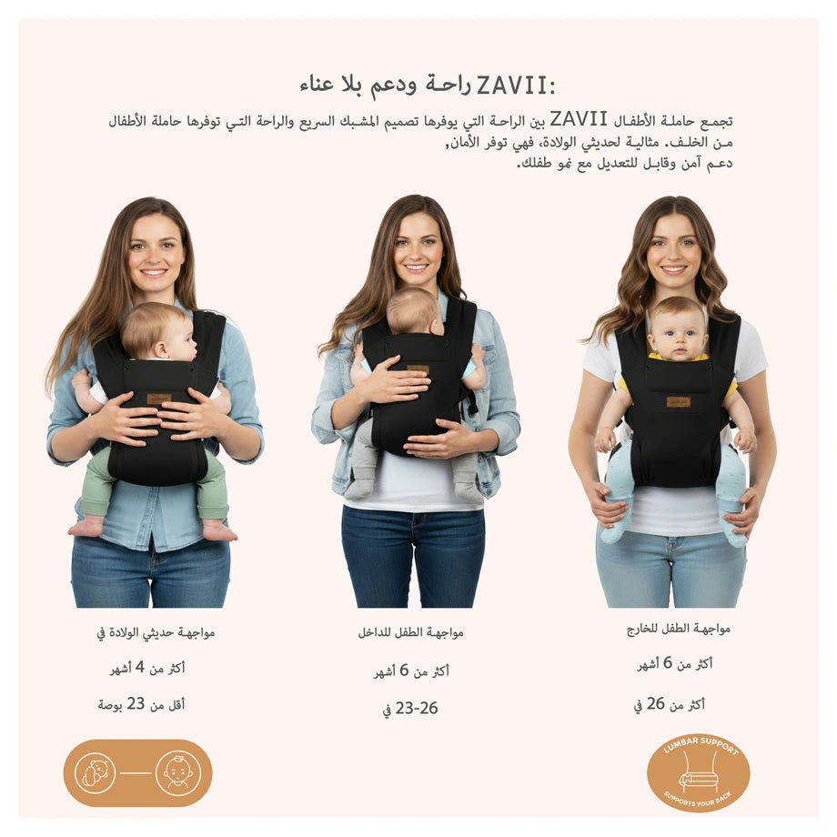 Neobreez Zavii Convertible Baby Carrier Newborn to Toddler (Black)