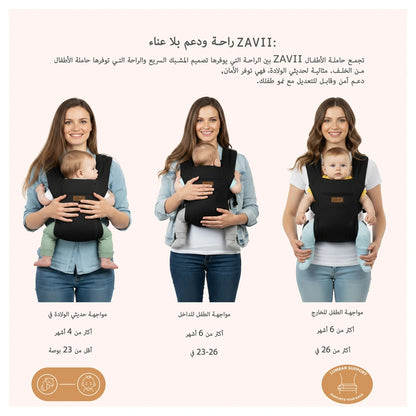 Neobreez Zavii Convertible Baby Carrier Newborn to Toddler (Black)