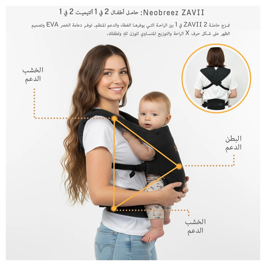 Neobreez Zavii Convertible Baby Carrier Newborn to Toddler (Black)
