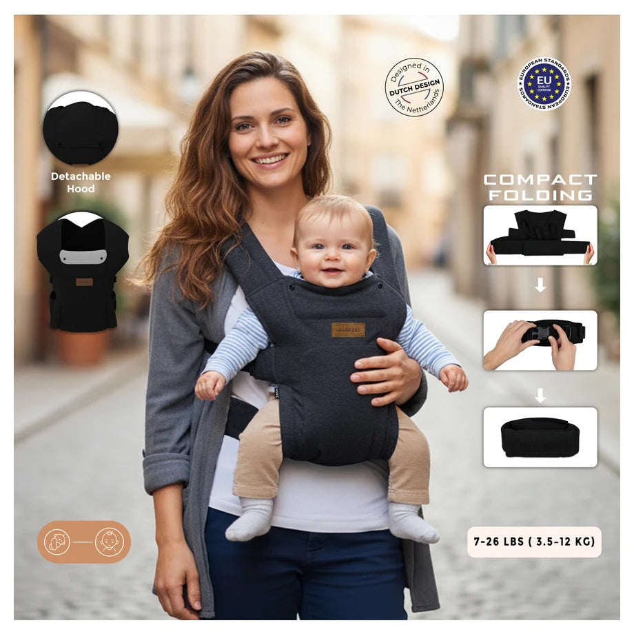 Neobreez Zavii Convertible Baby Carrier Newborn to Toddler (Black)