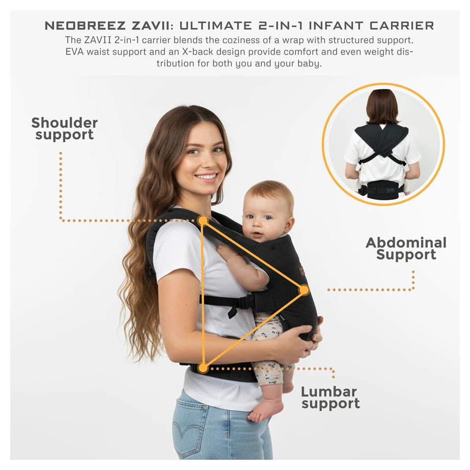 Neobreez Zavii Convertible Baby Carrier Newborn to Toddler (Black)