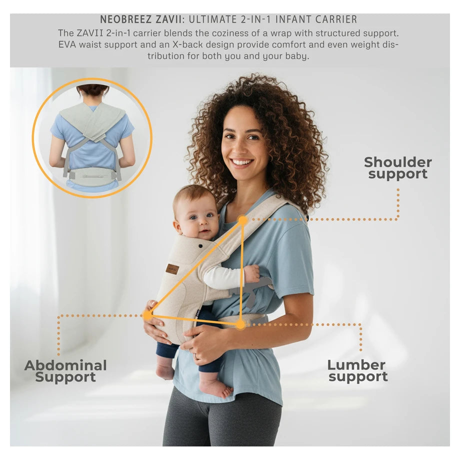 Neobreez Zavii Convertible Baby Carrier Newborn-Toddler (Cream)