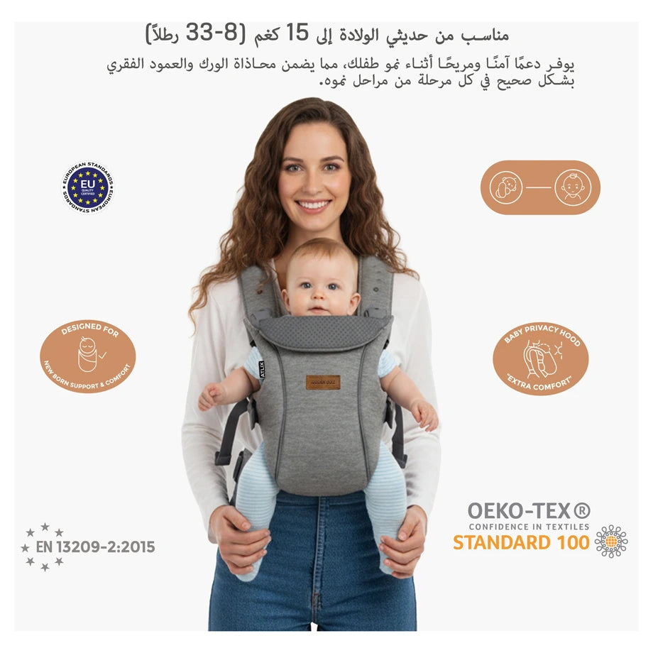 Neobreez Atlix 3-In-1 Convertible Baby Carrier Newborn Toddler (Grey)