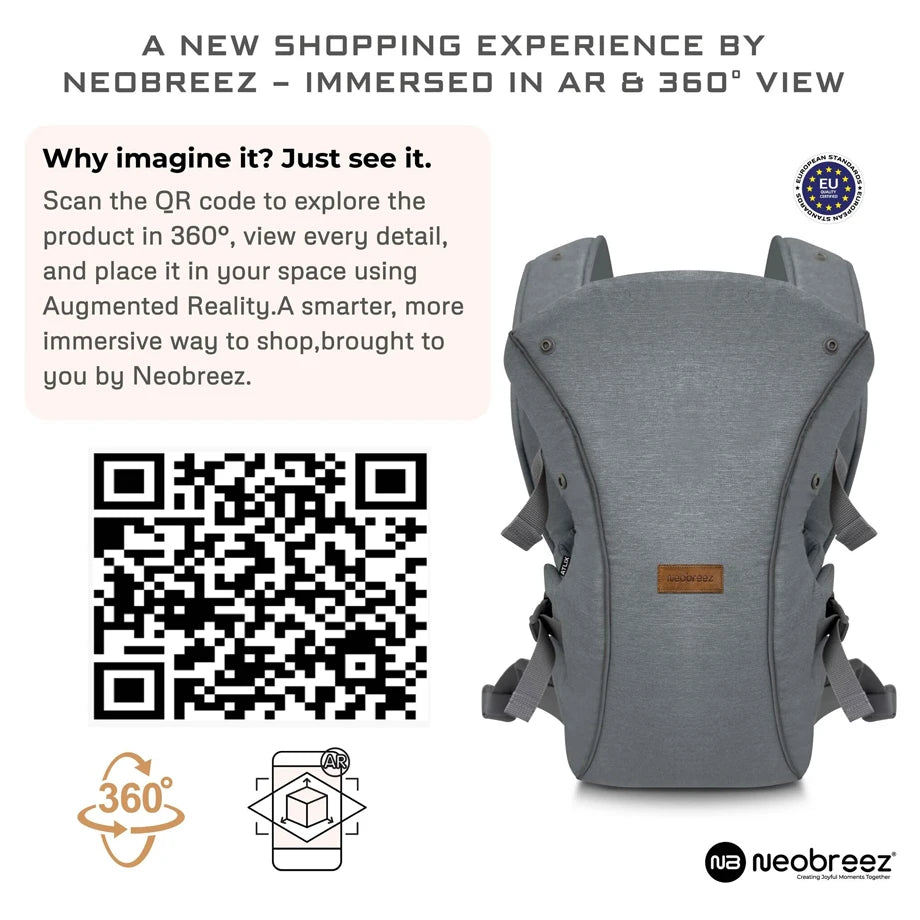Neobreez Atlix 3-In-1 Convertible Baby Carrier Newborn Toddler (Grey)
