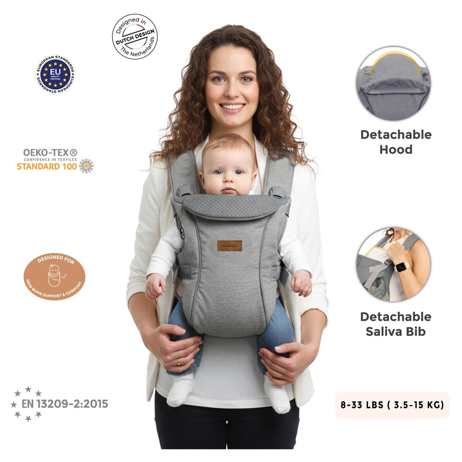 Neobreez Atlix 3-In-1 Convertible Baby Carrier Newborn Toddler (Grey)