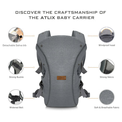 Neobreez Atlix 3-In-1 Convertible Baby Carrier Newborn Toddler (Grey)