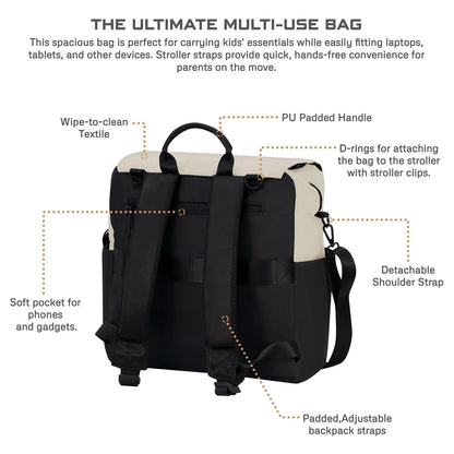 Neobreez Nixe Diaper Backpack 7-Pcs Set W/Changing Mat, Wet Bag, Pouches (Beige)