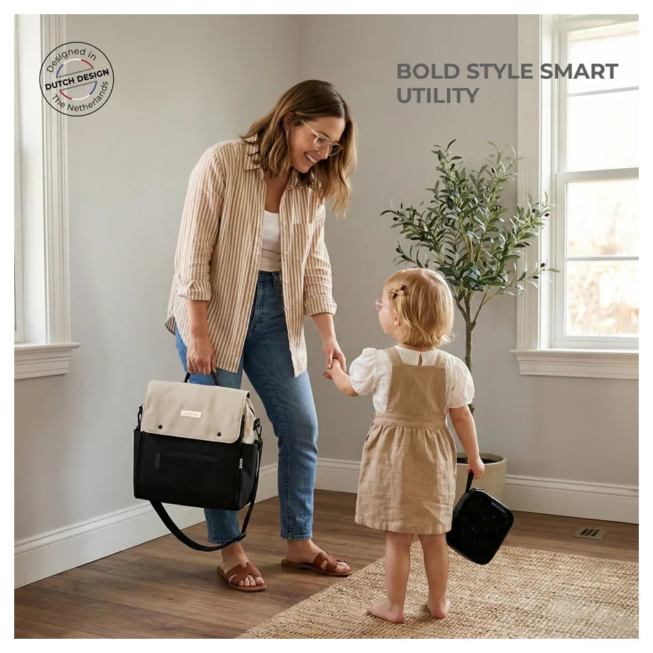 Neobreez Nixe Diaper Backpack 7-Pcs Set W/Changing Mat, Wet Bag, Pouches (Beige)