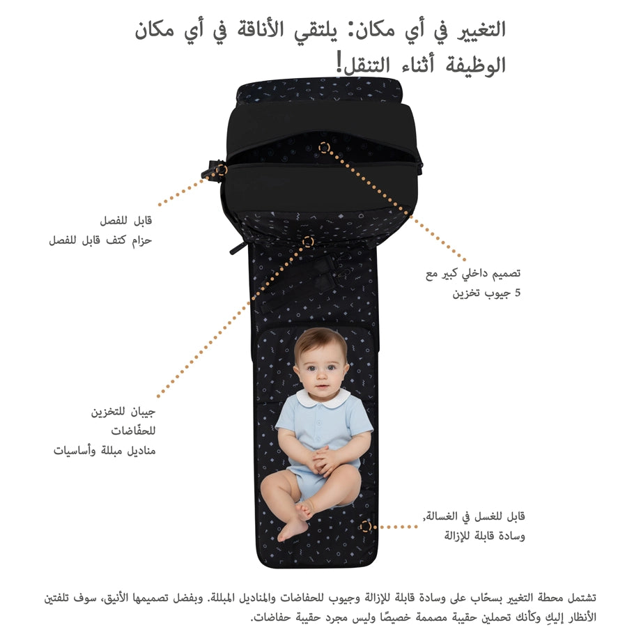 Neobreez NIXE Multifunctional Diaper Backpack with Changing Mat (Black)
