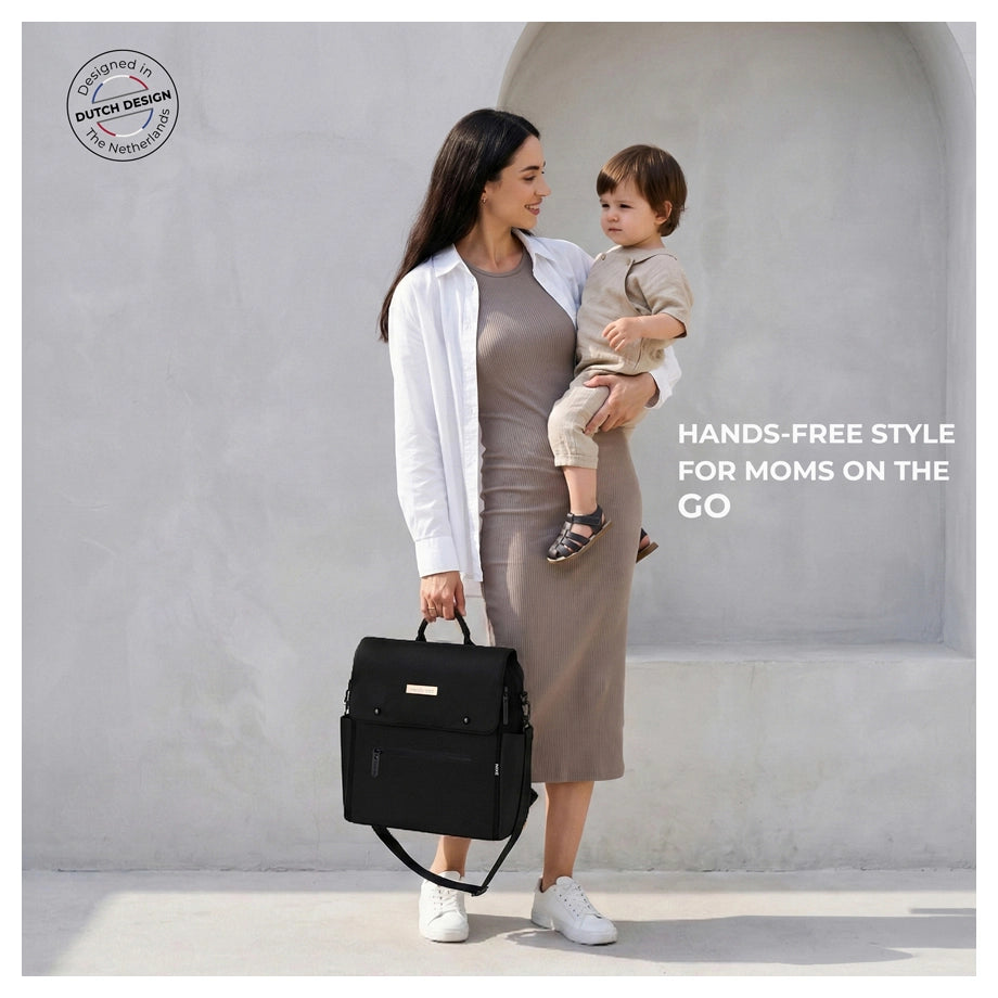 Neobreez NIXE Multifunctional Diaper Backpack with Changing Mat (Black)