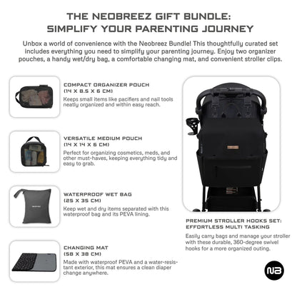 Neobreez NIXE Multifunctional Diaper Backpack with Changing Mat (Black)