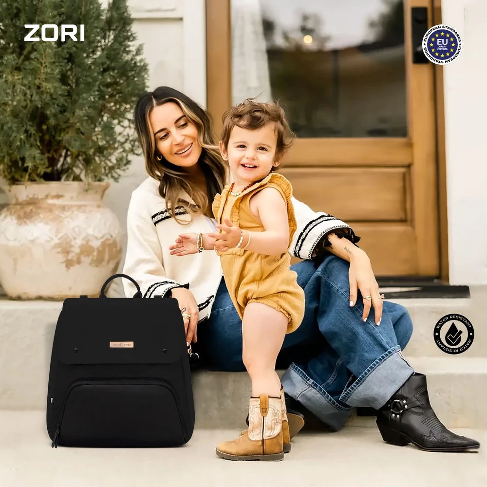 حقيبة ظهر للحفاضات Neobreez ZORI مع جيوب معزولة وسعة كبيرة (أسود) حقيبة ظهر للحفاضات Neobreez ZORI مع جيوب معزولة وسعة كبيرة (أسود)