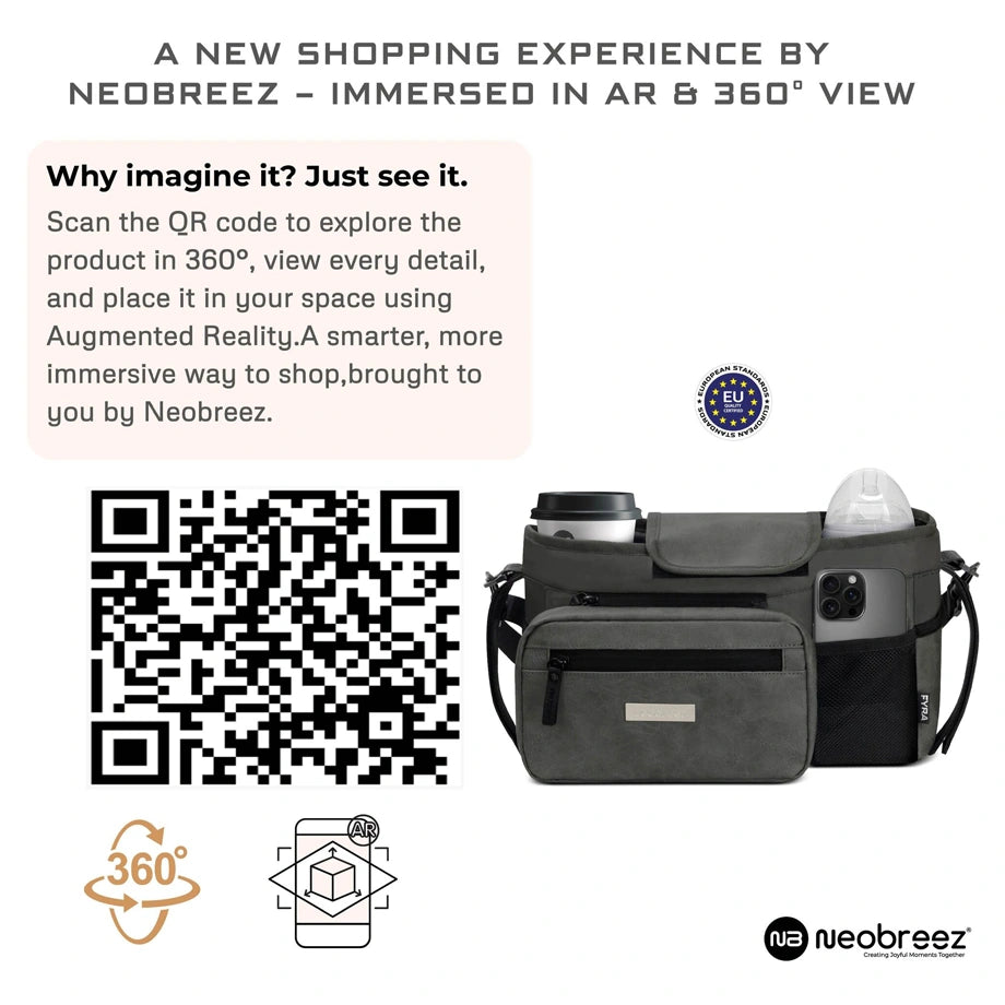 Neobreez FYRA Stroller Organizer Caddy W/Insulated Cup Holder (Dark Grey)