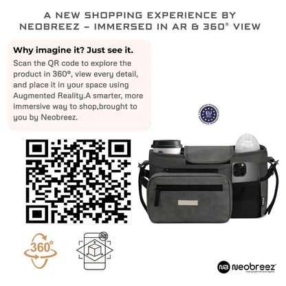 Neobreez FYRA Stroller Organizer Caddy W/Insulated Cup Holder (Dark Grey)